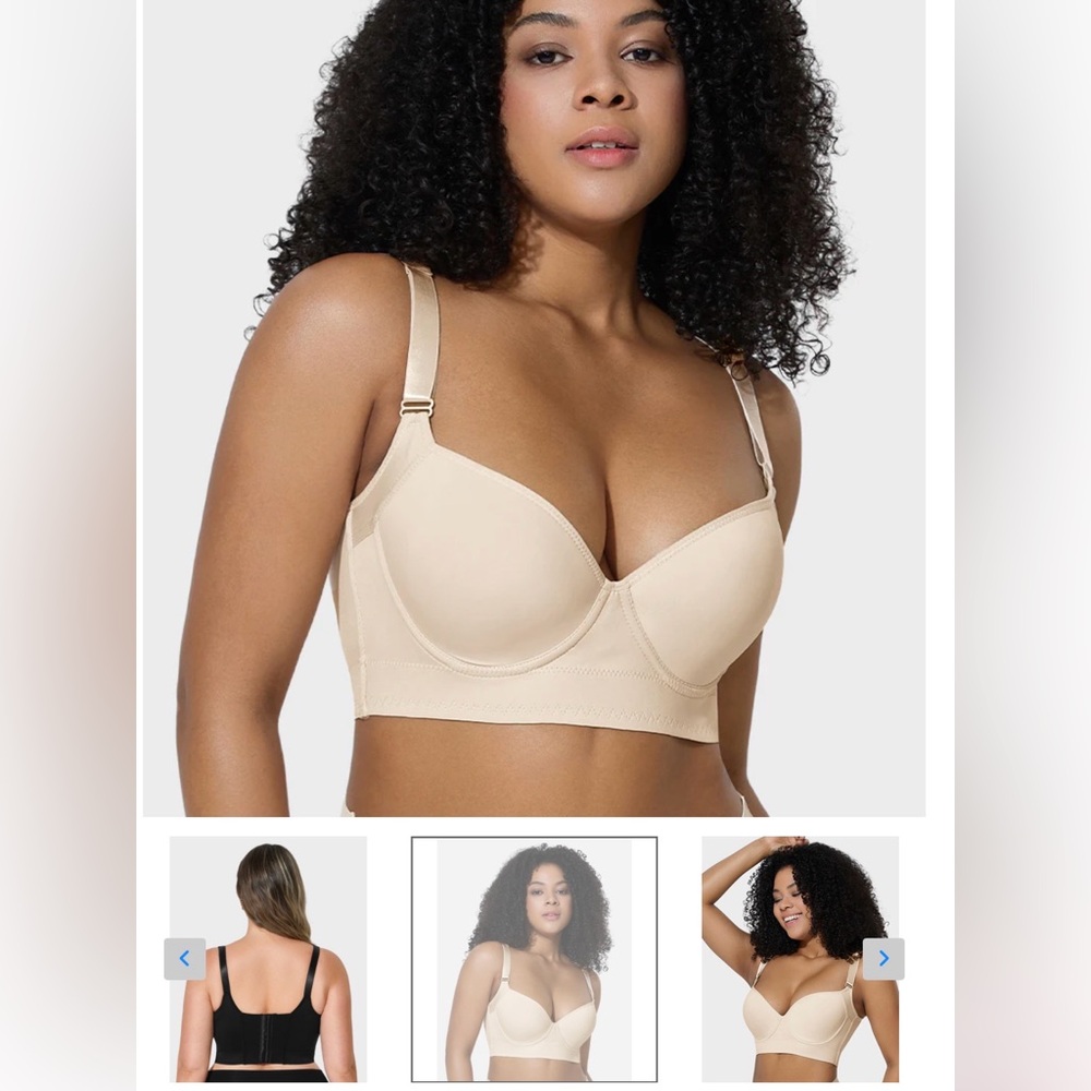 Shecurve Back Smoothing Women's Black and Beige Bras 34 DD/E